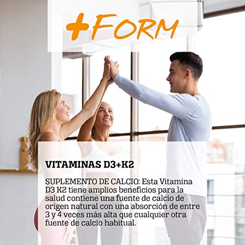 Vitamina D3 K2 | Silicio orgánico Para el mantenimiento de unos Huesos Fuertes y Sanos | Vit D3 K2 Para la correcta Absorción y Distribución del Calcio en Nuestro Organismo | 90 cáp + Form