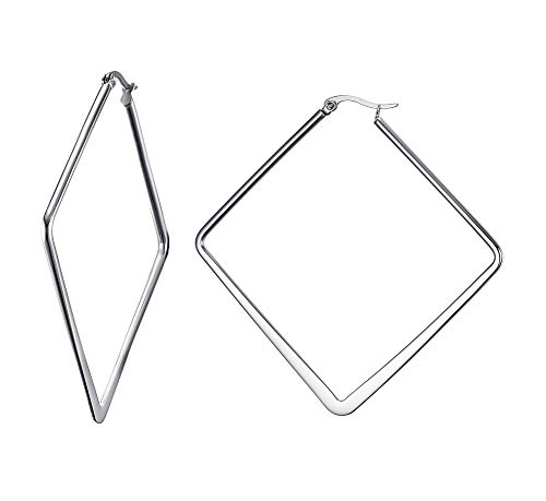 VNOX Pendientes de Aro de Geometría Minimalista Grande Cuadrado Ahuecado de Acero Inoxidable para Mujeres Niñas,Regalo para Mamá,Novia,Amigos,Hermanas