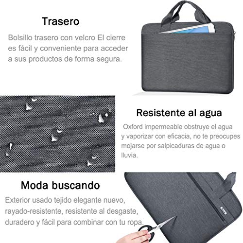 Voova 15.6 14 15 Pulgadas Maletin Funda de Ordenador Portatil, Bandolera Bolsa Protectora Upgrade Compatible para MacBook Pro Retina 2020,Surface Book 3 2 XPS Envy Yoga Chromebook, HP ASUS Acer,Gris