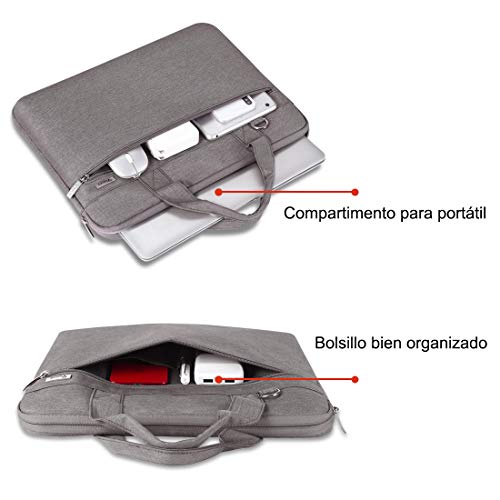 Voova 15.6 14 15 Pulgadas Maletin Funda de Ordenador Portatil,Bandolera Bolsa Protectora Upgrade Compatible para MacBook Pro Retina 2020,Surface Book 3 2 XPS Yoga Chromebook,HP ASUS Acer,Ceniza Caqui