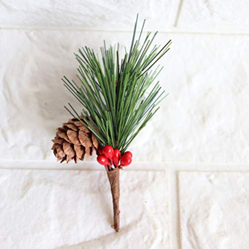 Vosarea - 10 Ramas de Pino Artificial con piñas y Bolas de Agujas de Pino, árbol de Navidad, Accesorios para Manualidades para decoración navideña y la casa y el jardín