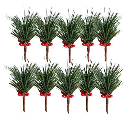 Vosarea - 10 Ramas de Pino Artificial con piñas y Bolas de Agujas de Pino, árbol de Navidad, Accesorios para Manualidades para decoración navideña y la casa y el jardín