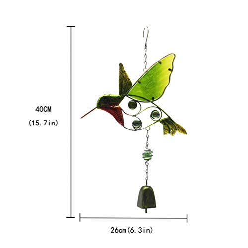 VOSAREA Colibrí de Metal carillón de Viento Hecho a Mano Pintura Artesanal Campana de Viento Encanto Colgante para Puerta de casa Patio jardín Adorno de Coche