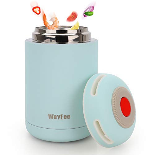 WayEee Termo Para Comida 460ml Frasco Térmico de Acero Inoxidable para Alimentos y Bebidas, Termo para Sólido y Líquido, Perfecto de Cafe Pures para Adultos Bebes (Azul)