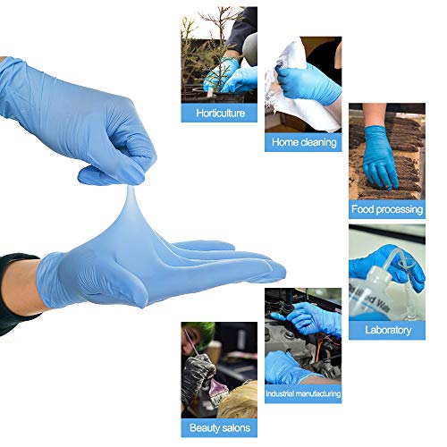 WEALTHGIRL Guantes de nitrilo transparente Guantes libres de látex sin polvo Limpieza Guantes sanitarios para la cocina Cocina Limpieza Limpieza Seguridad Manejo de alimentos, 100pcs / Caja (M,Blue)