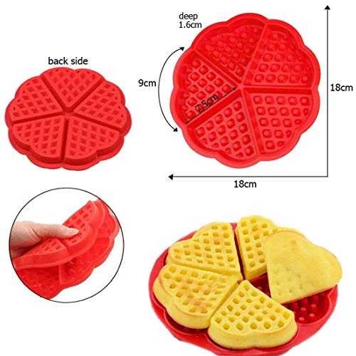 WELLXUNK Molde Gofres Silicona, Moldes Waffle, Galletas para Tarta Muffin Cocina Herramientas, para Lavavajillas, Horno, Microondas, Refrigerador