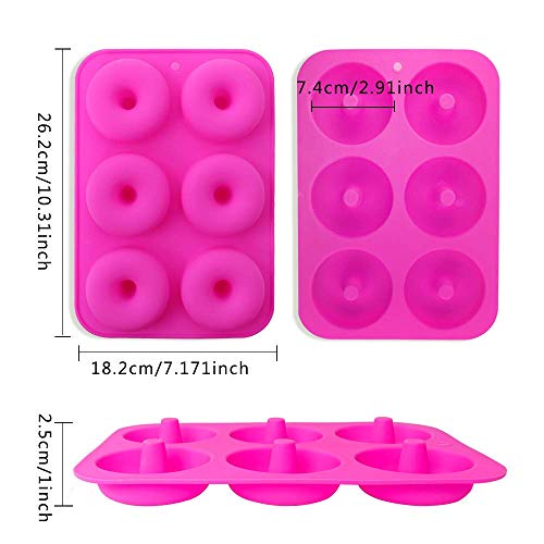 WELLXUNK Molde para Donut de Silicona, Juego de 2 Molde de Silicona para Hornear Donut, Antiadherente Molde de Silicona Apto para Lavavajillas, Horno, Microondas, Congelador