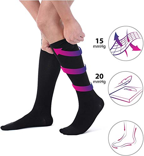 WENTS Calcetines de Compresión 4 Pares Medias para Hombres Las Mejores Medias para Correr, Médico, Atlético, Edema, Diabético, Varices, Viajes, Embarazo, Férulas