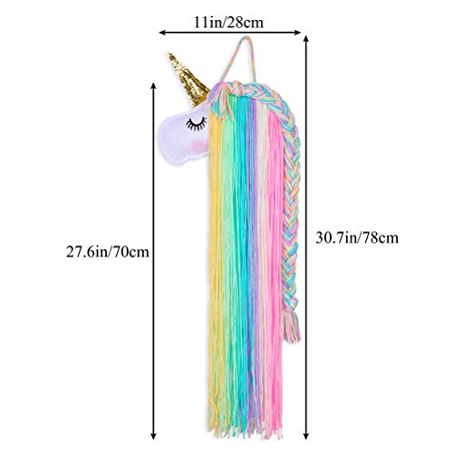 WENTS Unicorn Hair Bow Holder Pinzas para el Cabello Organizador de Diadema Unicornio Colgante de Pared Decoración para el hogar para niñas Habitación Accesorios