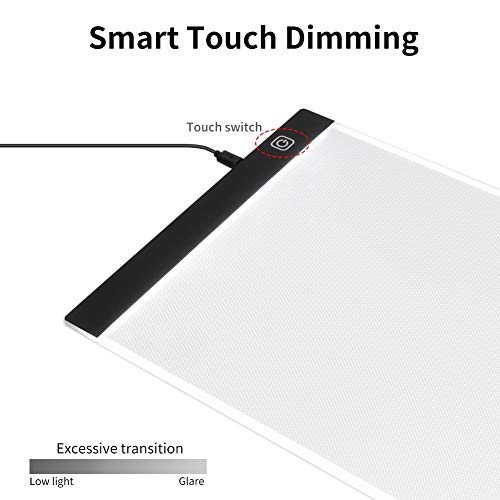 WEYO A4 Mesa de Luz Dibujo para Calcar LED con Cable USB,Tablero de Dibujo Ultradelgado Luminoso,Tabla de Dibujo Atenuación Infinita de Brillo,Muy Adecuado para diseñar,Dibujar y esbozar animaciones