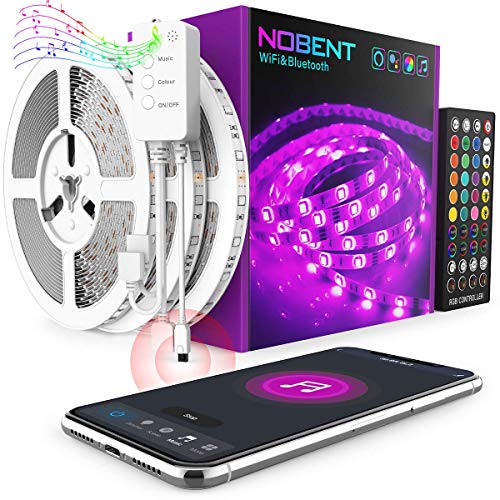 WiFi Tira LED 15M - Nobent 5050 SMD Luces LED Regulable Sync con Música, Tira LED RGB Inteligente Control Remoto por APP, Compatible con Alexa, Google Home para el Hogar, Fiesta, TV(solo 2.4G WiFi)