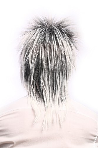 WIG ME UP- 90891-ZA60TZA1 Peluca Mujer Hombre 80 Carnaval Wave Punk Popstar, Mezcla de Gris y Blanco y Negro, cardar Algo