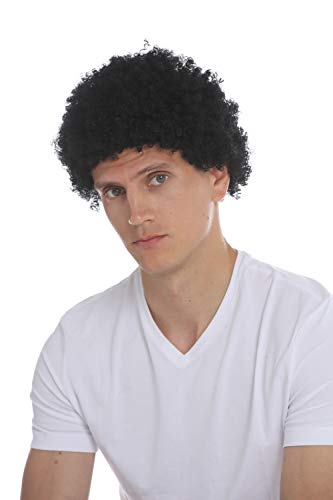 WIG ME UP- MMAS-9M-K01 Peluca para Mujeres Hombres Carnaval Afro rizos Cortos densos Cabello Crespo Negro