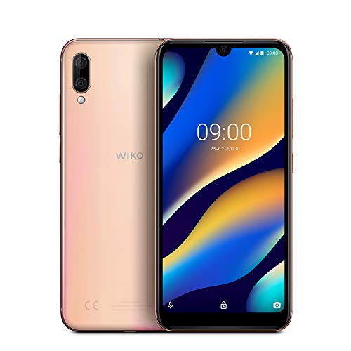 WIKO View3 Lite - Smartphone de 6,09” HD+ IPS (Cámara Dual, 4000mAh para 2 días de autonomía, Octa-Core 1.6 GHz, 32GB de ROM, 2GB RAM, Android 9, Dual SIM) (Blush Gold)