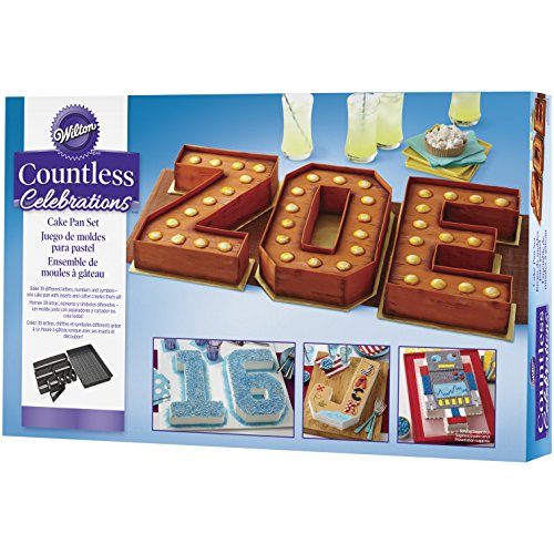 Wilton Molde Antiadherente para Hornear Tartas de Números Celebraciones ZOE, 2105-0801, Aleación, Multicolor, 38 x 23 x 5 cm