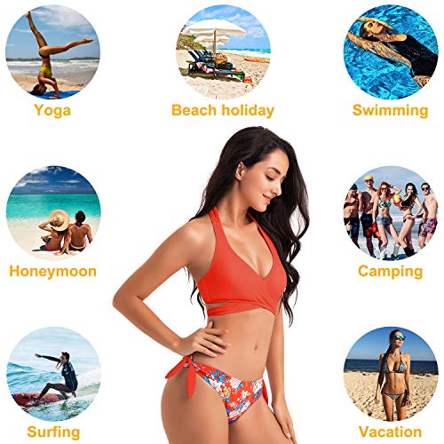 WIN.MAX Bikinis Mujer 2019,Bikinis Mujer 2019 Brasileños,Bikini Push Up con Relleno,Bañadores de Mujer,Playa de Verano Bañador,Bikini Talla Grande,Ideal para Nadar,Vacaciones(Rojo, EU36-38)