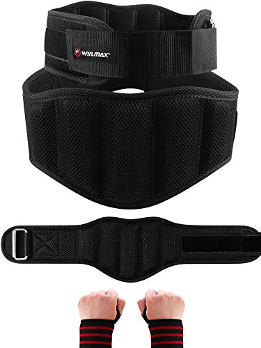 WIN.MAX Cinturón Lumbar Gimnasio，Cinturón Lumbar Gimnasio Ajustable para Hombres y Mujeres，Cinturones Pesas Levantamiento，Gimnasio Cinturón Peso Musculacion (Negro, M)