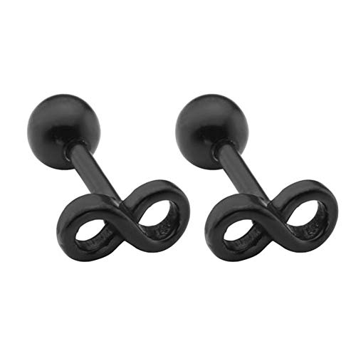 WLZP 4 Pares 1.2mm Acero Inoxidable 316L Pendientes Piercing Cartílago hélix Tragus Stud para Hombres Mujeres, Plata/Oro/Negro