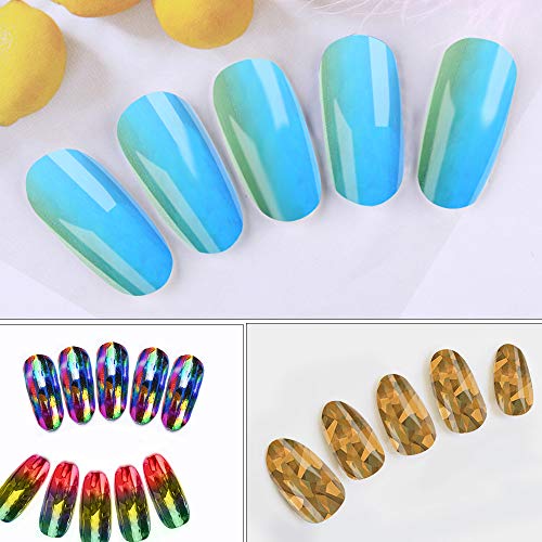 Wodasi 15 Rollos Nail Art Foil, Holográfico Nail Stickers Foil Transfer Sticker, Nail Art Transfer Foil Nail Stickers Láminas para Manicuras Diseños DIY Uñas, Nail Foil Transfer Sticker