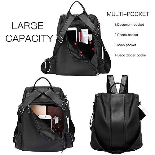 Woeita Mochila para mujer, Damas con estilo Mochila de nylon impermeable Bolsos escolares Antirrobo Casual Dayback Bolsas de hombro Mochila de viaje ligera