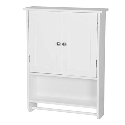 WOLTU Armario de Pared Muebles de Baño Colgador para Almacenamiento con 2 Puertas 48,5x65x14,5cm, Blanco BZS04ws