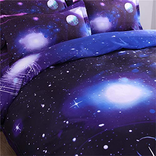 WONGS BEDDING uego de Funda de Edredón con Fundas de Almohada para Adultos y Adolescentes Tamaño Grante Diseño de Galaxia 140x200cm