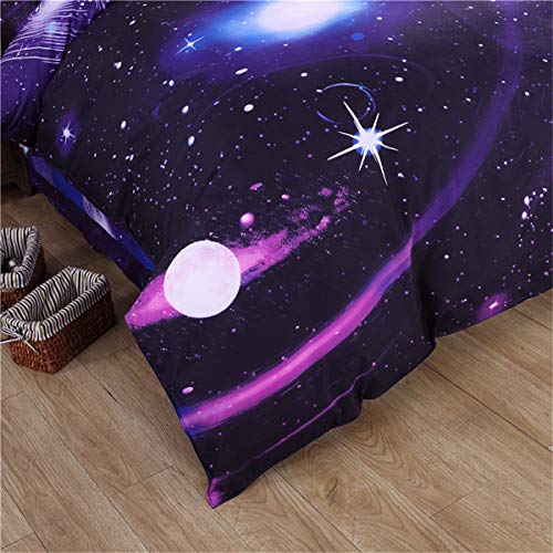 WONGS BEDDING uego de Funda de Edredón con Fundas de Almohada para Adultos y Adolescentes Tamaño Grante Diseño de Galaxia 140x200cm