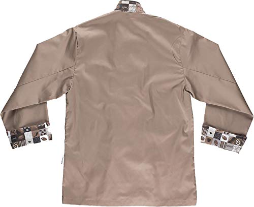 Work Team Chaqueta Cocinero con Botones de Seguridad, puños Combinado Estampado café. Hombre Beige S