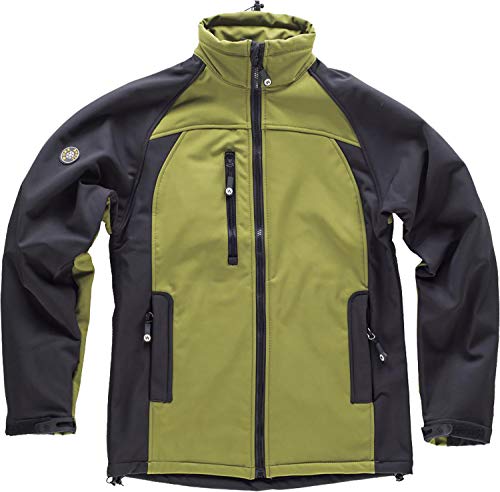 Work Team Chaqueta Softshell combinada con Membrana Interior Transpirable y Aislante e Interior de Alta Capacidad termica. Hombre Verde Kaki+Negro M