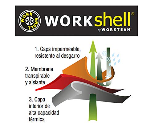 Work Team Chaqueta Softshell combinada con Membrana Interior Transpirable y Aislante e Interior de Alta Capacidad termica. Hombre Verde Kaki+Negro M