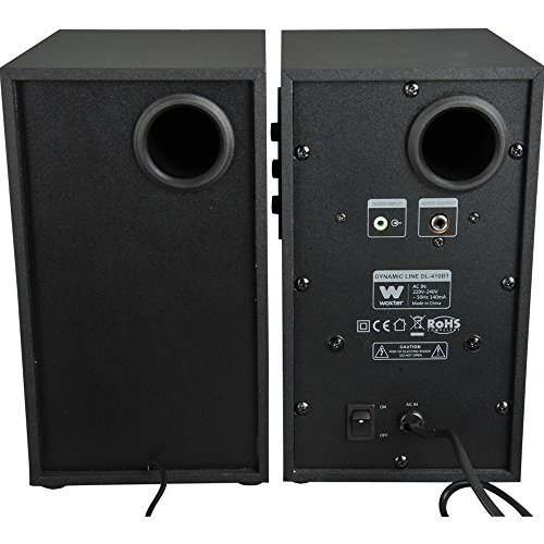 Woxter Dynamic Line 410 BT – Altavoces estéreo 2.0 150W de potencia,BLUETOOTH, Madera, Woofer de 4 pulgadas, 2 Tweeter, 3.5 mm, RCA, Control volumen, agudos, graves, Bookself Speakers, color Negro