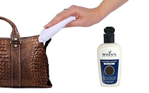 Wren’s Loción para el cuero - Cuidado de bolsos, restauración limpia y nutrir el cuidado del cuero, calidad y prestigio desde 1889, para todos los colores, Botella práctica, 125 ml - 4.22 fl oz.