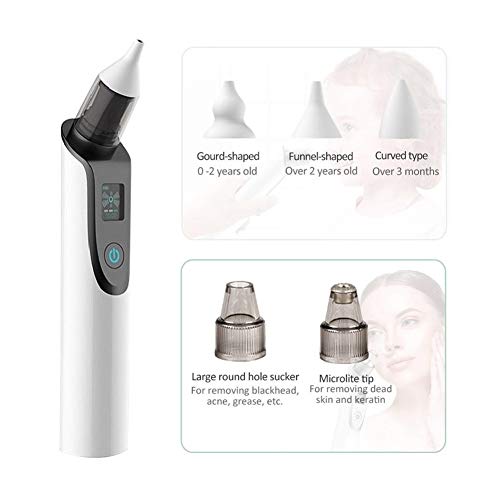 WULE-RYP Aspirador Nasal eléctrico Aspirador Nasal del bebé recién Nacido del bebé de la Nariz Limpiador removedor de la espinilla for Adultos Instrumento de la Belleza (Color : Silver)