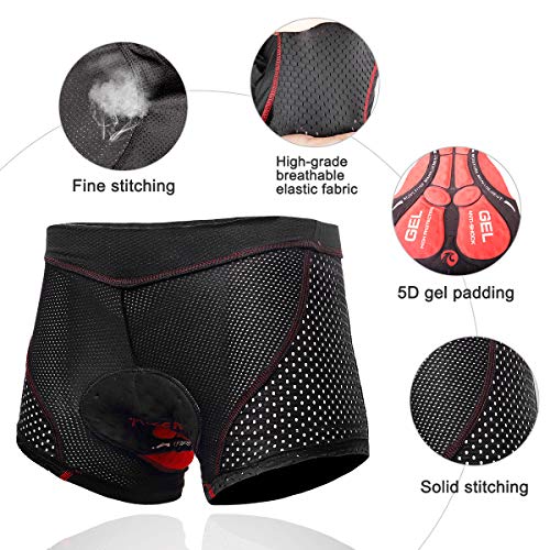 X-TIGER Hombres Ropa Interior de Bicicleta con 5D Gel Acolchado MTB Boxer Ciclismo Pantalones Cortos