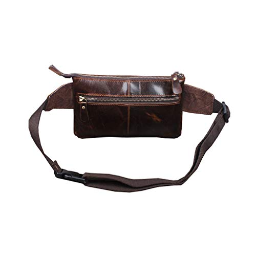 Xieben Cuero De La Vendimia Fanny Pack Bolso De La Cintura para Hombres Mujeres Viajes Senderismo Correr Hip Bum Cinturón Delgado Teléfono Celular Monedero Cartera Bolsa Café