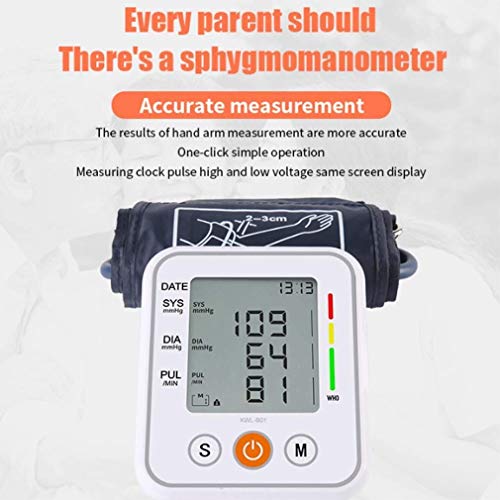 XIN Tensiómetro de Brazo Monitor de presión Arterial automático Inteligente Inicio BP Manguito Máquina Ritmo cardíaco del Pulso de Monitoreo esfigmomanómetro Digital for el hogar y Médica