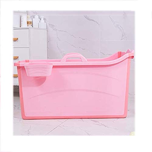 XinShengHe- La bañera Plegable de plástico portátil Bañera Bañera de Aislamiento térmico, con densamente Cubierta for niños/Adultos Cubo Ducha, 120 × 52X68 Cm (Color : Rosado)