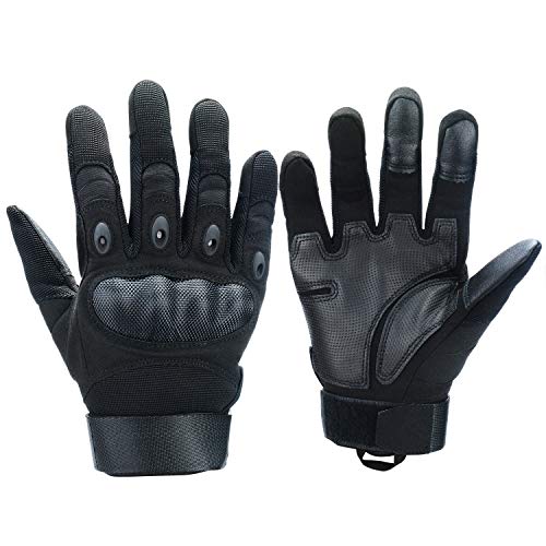 Xnuoyo Goma nudillo Duro Dedo Completo y Medio Dedo Guantes Guantes Protectores Guantes de Pantalla táctil para Motocicleta Ciclismo Caza Escalada Acampar Negro M