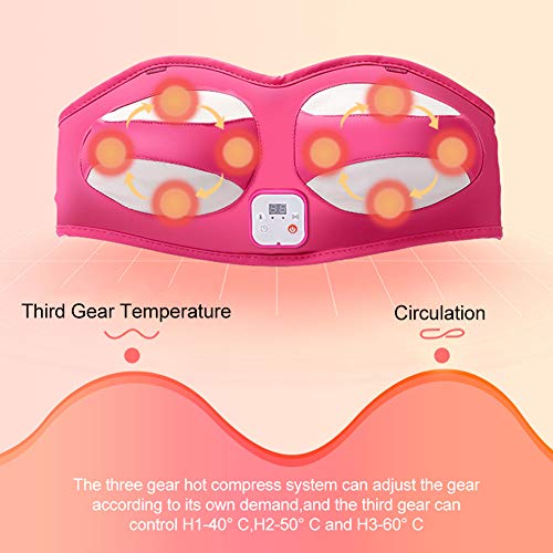 XSGDMN Mama Masaje Masajeador Sujetador, Leche Eléctrico del Reforzador del Sujetador, Pecho Ampliación Masajeador, Uso del Hogar De Mama Crecimiento Anti Máquina Flacidez,Rosado,L