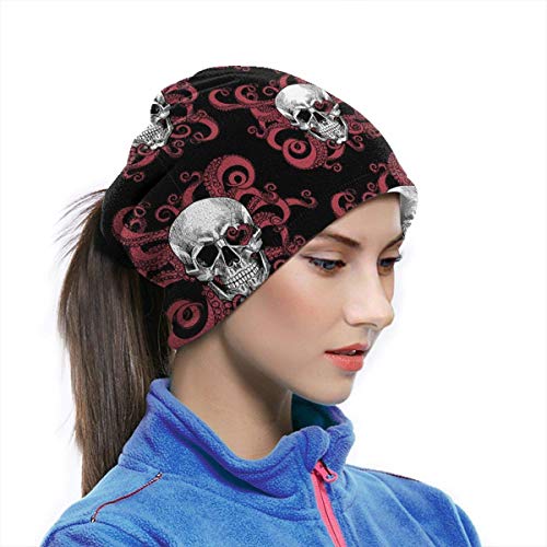 XXUU Bandana de calavera y tentáculos de pulpo para Rave Dust Wind Uv Sun, polaina para el cuello Sombreros Motocicleta deportiva para mujeres Hombres Bufanda facial Negro