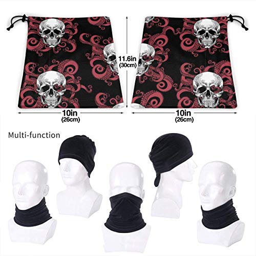 XXUU Bandana de calavera y tentáculos de pulpo para Rave Dust Wind Uv Sun, polaina para el cuello Sombreros Motocicleta deportiva para mujeres Hombres Bufanda facial Negro