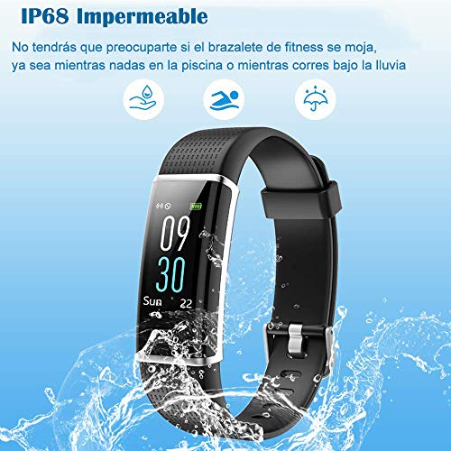 YAMAY Pulsera de Actividad Inteligente con Pulsómetro, Impermeable IP68 Smartwatch con 14 Moda Deportiva, Podómetro Pulsera Inteligente para Mujer Hombre Reloj Inteligente Android y iOS Teléfono