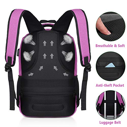 YAMTION Mochila Portatil Mochila Mujer Escolar con USB Puerto para Escolar Negocio- 35L (15.6 Pulgada, B6-púrpura1)