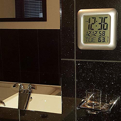 YBZS Termómetro Infrarrojo,Reloj Digital Baño Ducha, Aerosol Resistente Al Agua, A Prueba De Humedad del Termómetro, Fecha del Calendario Mes, Ventosa Reloj De Pared De La Tabla