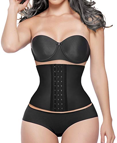 YIANNA Fajas Reductoras Adelgazante Mujer Waist Trainer Corset Reductor Cinturilla Moldeadora Latex Corsé Colombianas Negro, 110299 Size L