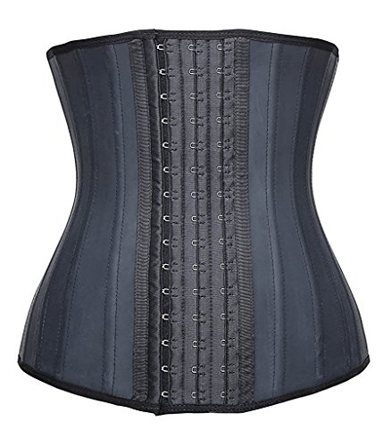 YIANNA Mujer Fajas Reductoras Adelgazante Cómodo Corsé Cintura Entrenador Waist Shaper Corset Reductor Negro with 25 Huesos de Acero,UK- YA1210-Black-S