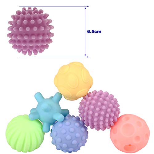 YiGo Bebé sensoriales Bolas de Silicona Suave Masaje Bola del bebé con Textura de múltiples Bolas de Colores para niños 6pcs Pelota de Juguete Tacto de la Mano