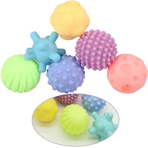 YiGo Bebé sensoriales Bolas de Silicona Suave Masaje Bola del bebé con Textura de múltiples Bolas de Colores para niños 6pcs Pelota de Juguete Tacto de la Mano