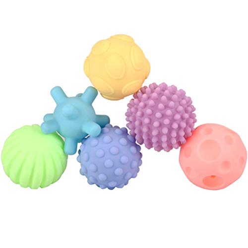 YiGo Bebé sensoriales Bolas de Silicona Suave Masaje Bola del bebé con Textura de múltiples Bolas de Colores para niños 6pcs Pelota de Juguete Tacto de la Mano