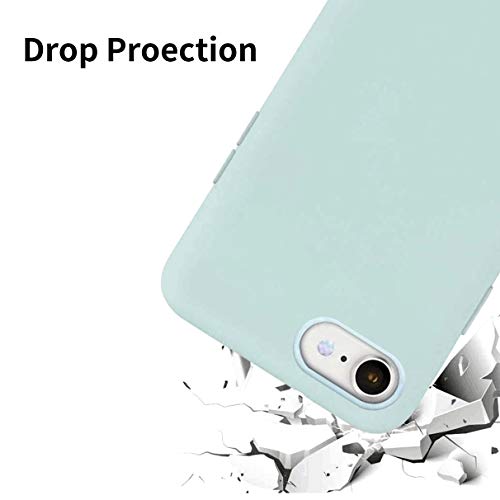 YiKaDa - Funda para iPhone SE 2020 / iPhone 8 / 7 + [2 Unidades] Cristal Templado Protector de Pantalla, Cáscara Suave de Silicona TPU Líquida Funda Forro de Microfibra Suave Cojín - Púrpura